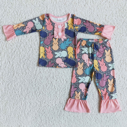 Pink Bunny Girls Long Sleeve Suit