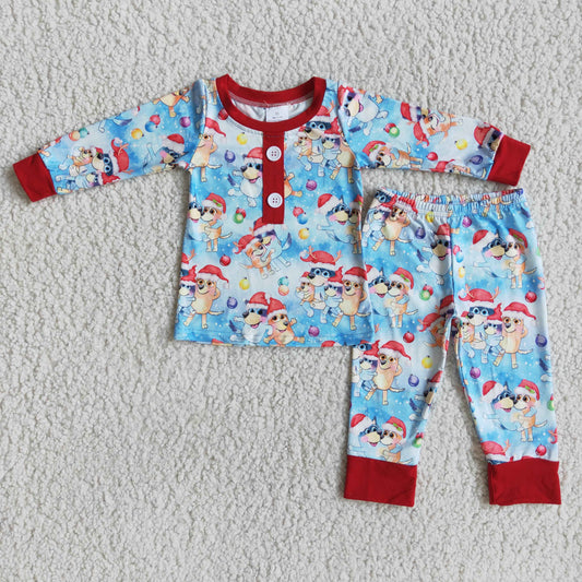 6 B11-24 Boys Bluey long-sleeved and long-pants pajamas