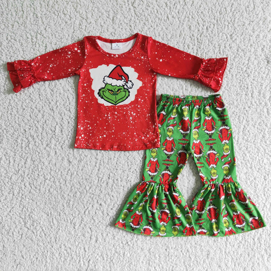 6 B6-37 Christmas hat grinch red long-sleeved suit