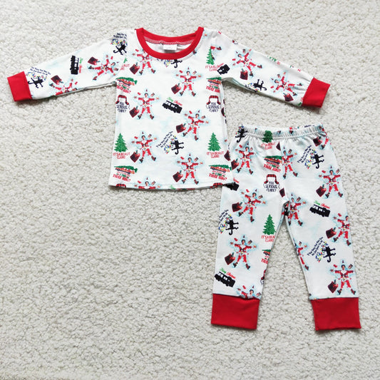 6 C11-16 Boys Electric Shock Christmas Tree Pajamas Set