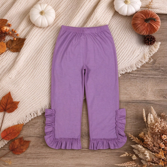 NEW RTS NO MOQ milk silk P1162 Baby Girls Lavender Ruffle Flare Pants Bottom
