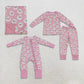 RTS NO MOQ Sibling milk silk Baby Girls Pink Snowmen Christmas Pajamas Sets Zip Romper Blanket