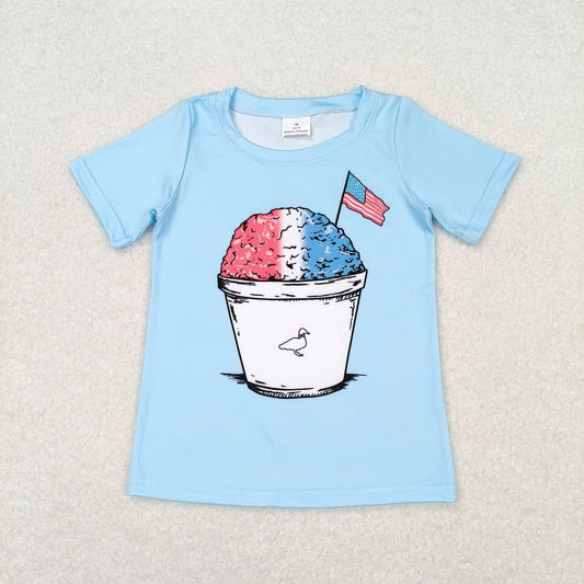 BT0648 National Day Flag Blue Short Sleeve Top