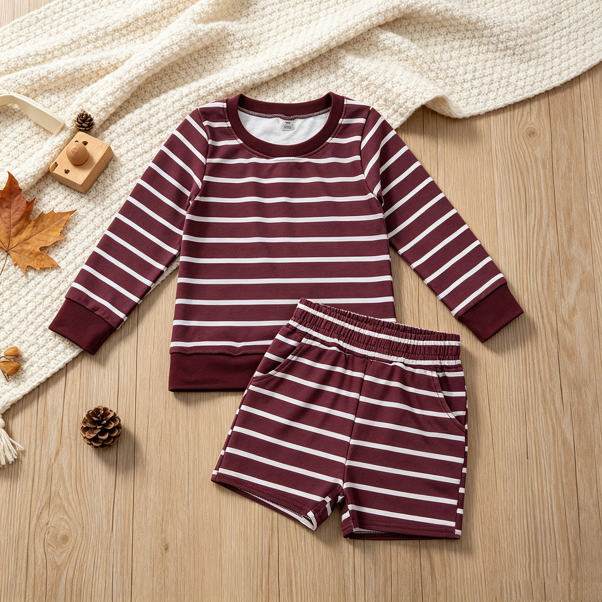 RTS NO MOQ yoga GLS0130 Baby Girls Maroon Long Sleeve Shirt Top Short Yoga Active Clothes Set
