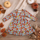 NEW RTS NO MOQ milk silk GLD1692 Baby Girls Pumpkins Turkey Thanksgivings Ruffle Knee Length Dress