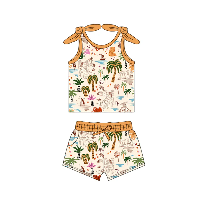 5.15 Coconut Tree Cartoon Suspenders Set