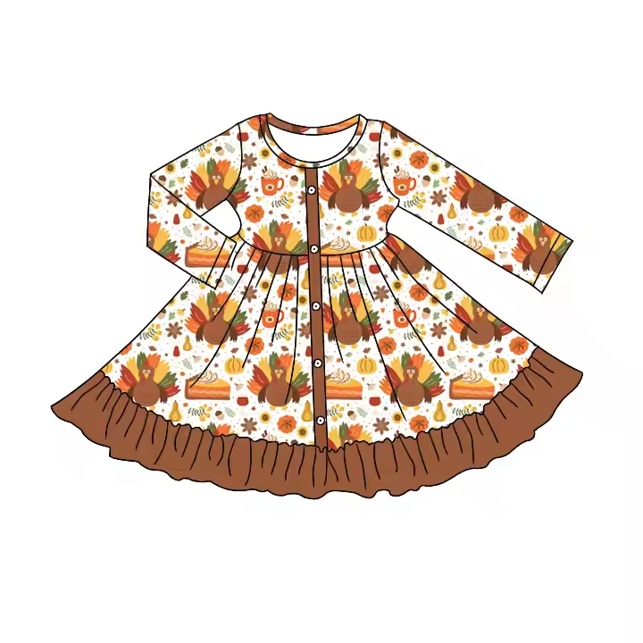 5.16 Turkey Long Sleeve Brown Dress