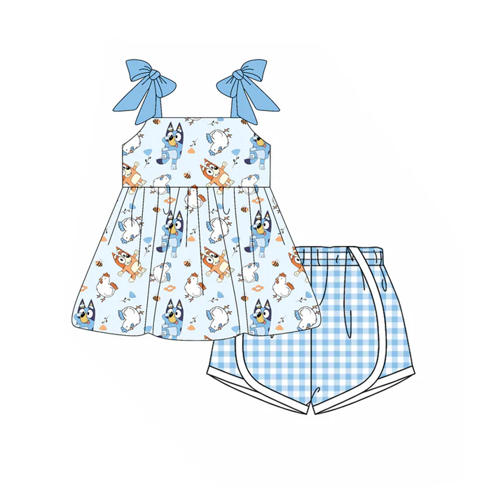 5.15bluey plaid suspenders suit