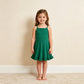 NEW RTS NO MOQ yoga fabric cotton S0782 Baby Girls Green Knit Knee Length Active Wear Dresses Casual Wear