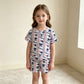 NEW RTS NO MOQ milk silk GSSO3854 Baby Girls Patriots Bows Stripe Top Pockets Short Team Scallop Clothes Sets