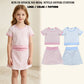 RTS NO MOQ Sibling yoga Baby Girls Pink Blue Stripe Short Sleeve Shirts Skirt Short Yoga Active Clothes Sets