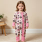 NEW RTS NO MOQ milk silk LR3061 Baby Girls Pink Bows Leopard Pumpkins Fall Two Way Ruffle Zip Convertible Rompers