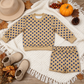 NEW RTS NO MOQ milk silk GLS0205 Baby Girls Mustard Long Sleeve Polka Dots Slouchy Top Pockets Short Clothes Set