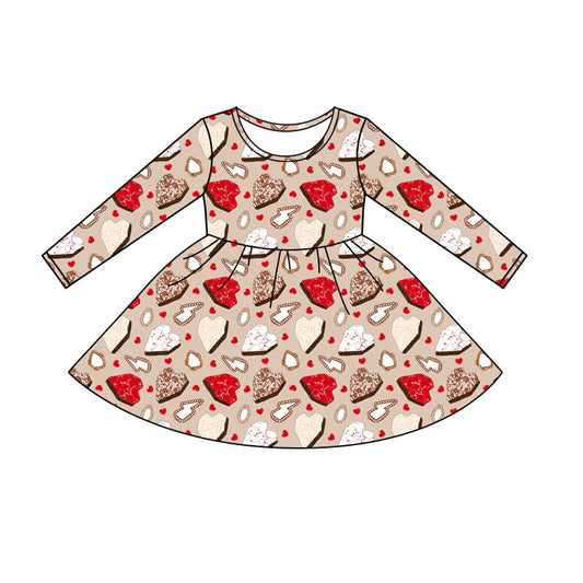 X11.12Preorder(moq 5) Baby Girls Turquoises Hearts Valentines Knee Length Dresses