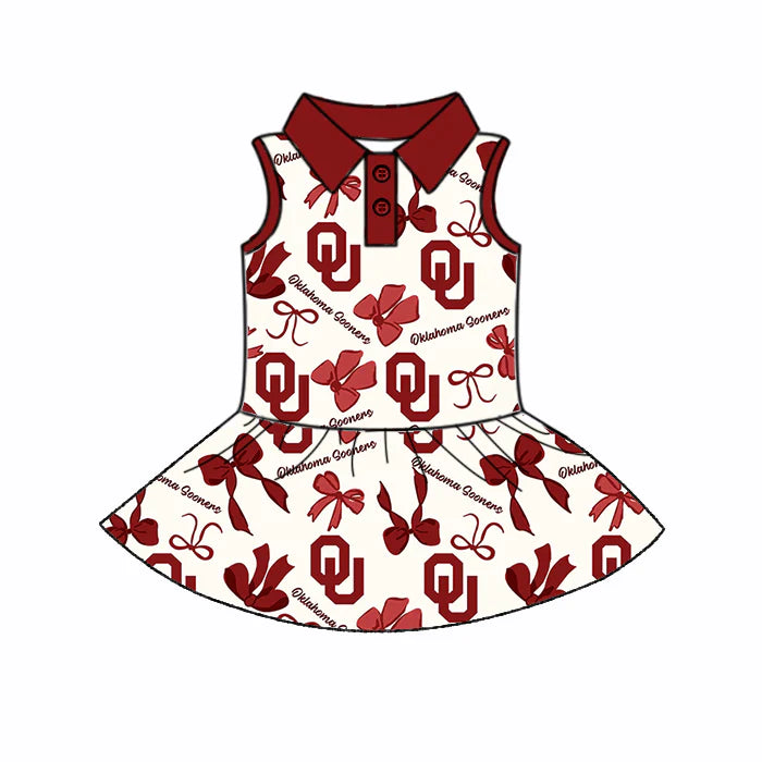 6.28Preorder (moq 5)Baby Girls Red Sleeveless Bows Plaid OC Button Team Knee Length Dresses