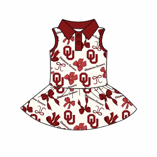 6.28Preorder (moq 5)Baby Girls Red Sleeveless Bows Plaid OC Button Team Knee Length Dresses