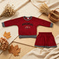 NEW RTS NO MOQ Vinyl GLS0167 Baby Boys Red Long Sleeve Top Short Team Clothes Set