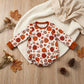 NEW RTS NO MOQ milk silk LR3235 Baby Boys Long Sleeve Football Pumpkins Fall Romper