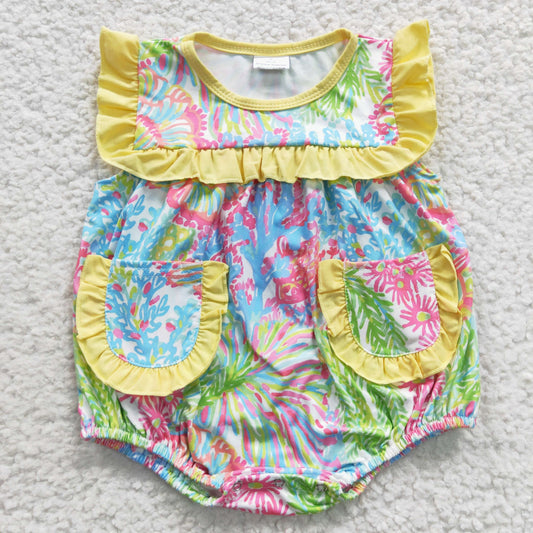 Colorful floral baby bubbles girl rompers