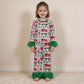 NEW RTS NO MOQ milk silk GLP3611 Baby Girls Green Red Bows Top Pants Fur Sleeves Christmas Pajamas Set