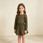 NEW RTS NO MOQ milk silk GLD1698 Baby Girls Olive Long Sleeve Shirt Top Pockets Skirt Short Clothes Sets