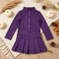 NEW RTS NO MOQ yoga fabric cotton GLD1704(GT1803+GLK0086)Baby Girls Purple Zip Jacket Pleated Skirt Short Yoga Active Clothes Set