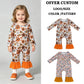 RTS NO MOQ Sibling milk silk Baby Girls Long Sleeve Flowers Leaves Print Fall Ruffle Pant Rompers