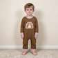NEW RTS NO MOQ milk silk LR3170 Embroidery Turkey Baby Boys Brown Long Sleeve Thanksgivings Pant Rompers