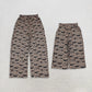 RTS NO MOQ milk silk Sibling Adult To Match Kids Halloween Leopard Bat Print Elastic Waist Wide Leg Pants Fall Casual Trousers