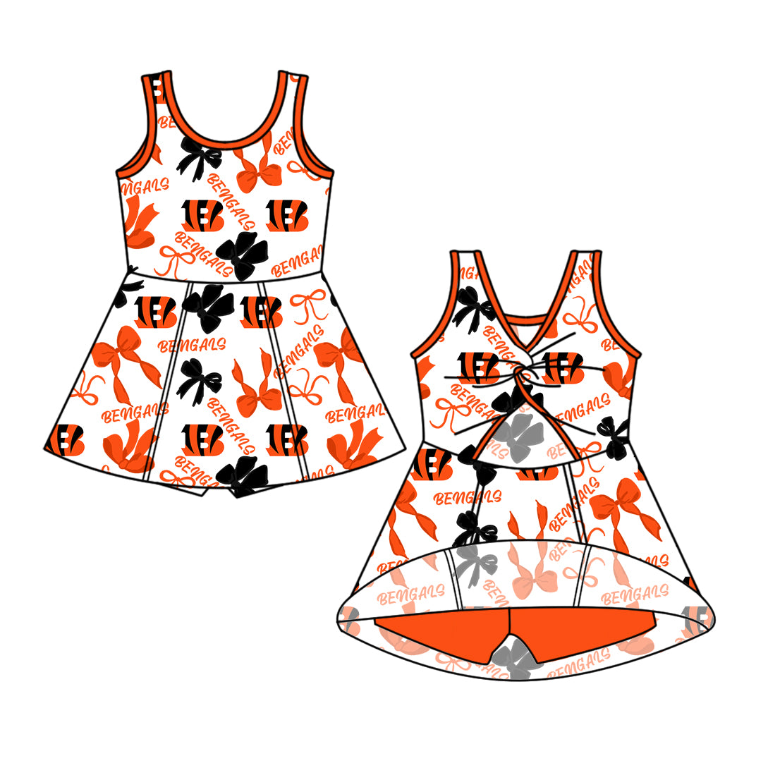 6.11 Letter Orange Bow Sleeveless Dress