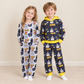 RTS NO MOQ Sibling milk silk Baby Girls Boys Christmas Train Print Long Sleeve Pajama and Hooded Jogger Pants Set