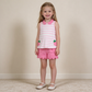 NEW RTS NO MOQ milk silk GSSO3631 Embroidery Strawberry Baby Girls Pink Stripe Tunic Scallop Shorts Clothes Set