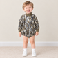 NEW RTS NO MOQ milk silk LR3259 High Neck Baby Boys Long Sleeve Camo Rompers