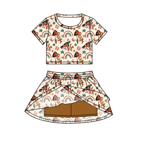 6.19 Cartoon Princess Short Sleeve Skirt Pants Set