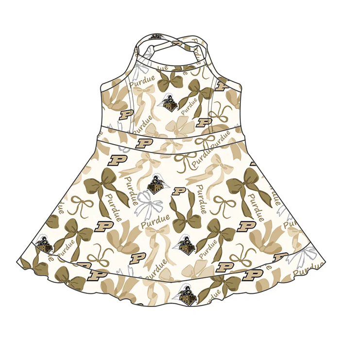 6.17 Bow Gold Suspender Dress