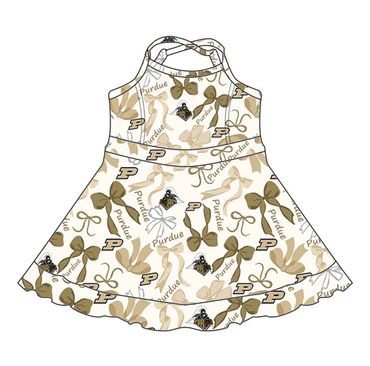 6.17 Bow Gold Suspender Dress
