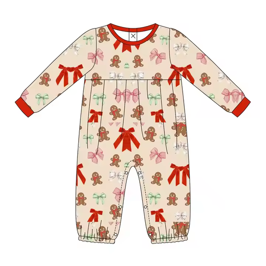 6.25 Gingerbread Christmas Bow Boys Long Sleeve Toddler Clothes