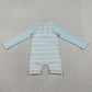 3.30 S0650 Baby Girls Aqua Blue Stripe Romper Swimsuits