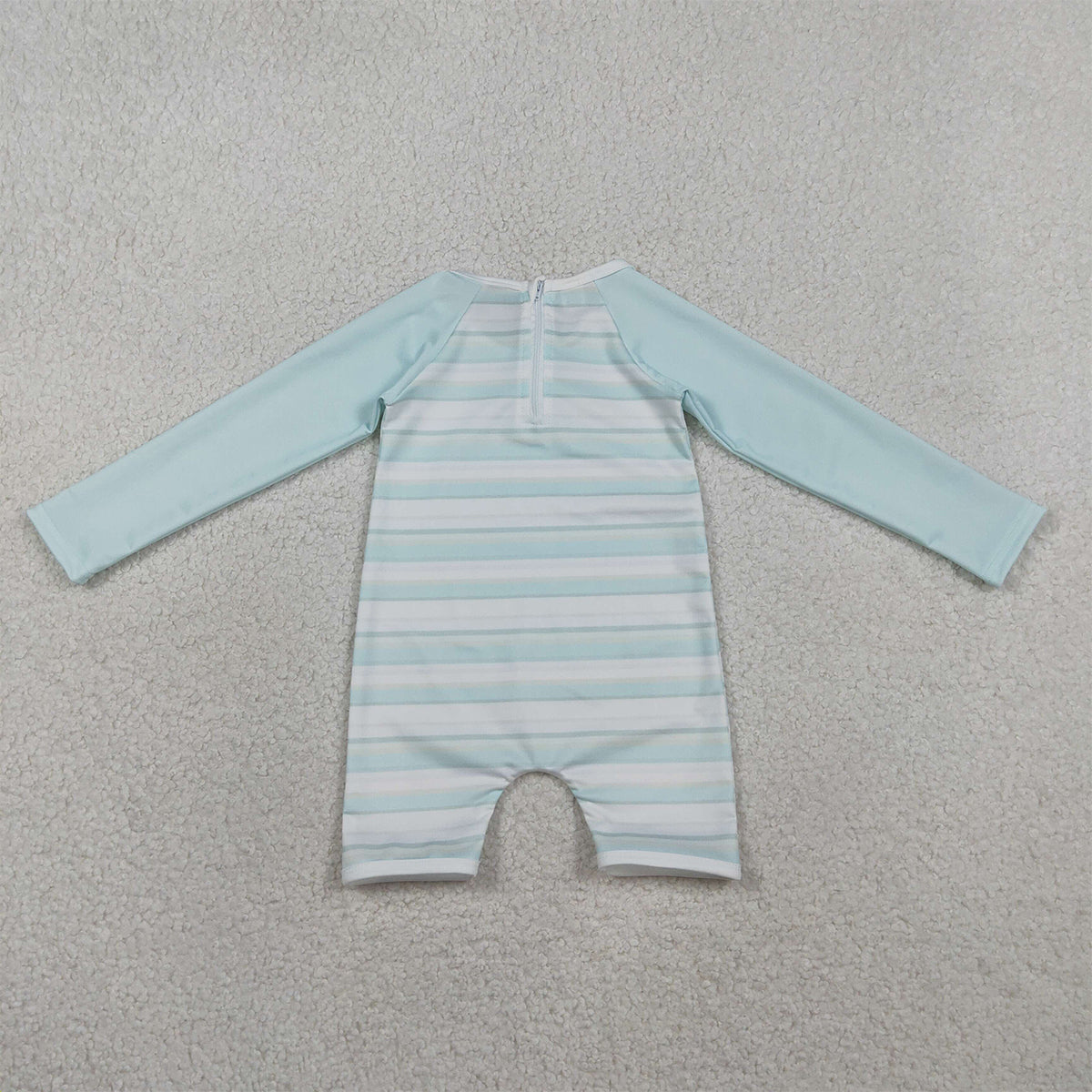 3.30 S0650 Baby Girls Aqua Blue Stripe Romper Swimsuits
