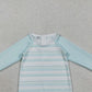3.30 S0650 Baby Girls Aqua Blue Stripe Romper Swimsuits