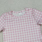 3.31 GSSO3183 Baby Girls Short Sleeve Light Pink Checked Top Shorts Scallop Clothes Sets