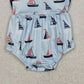 4.3 SR3945-2 Baby Boys Blue Strap Boats Plaid Rompers