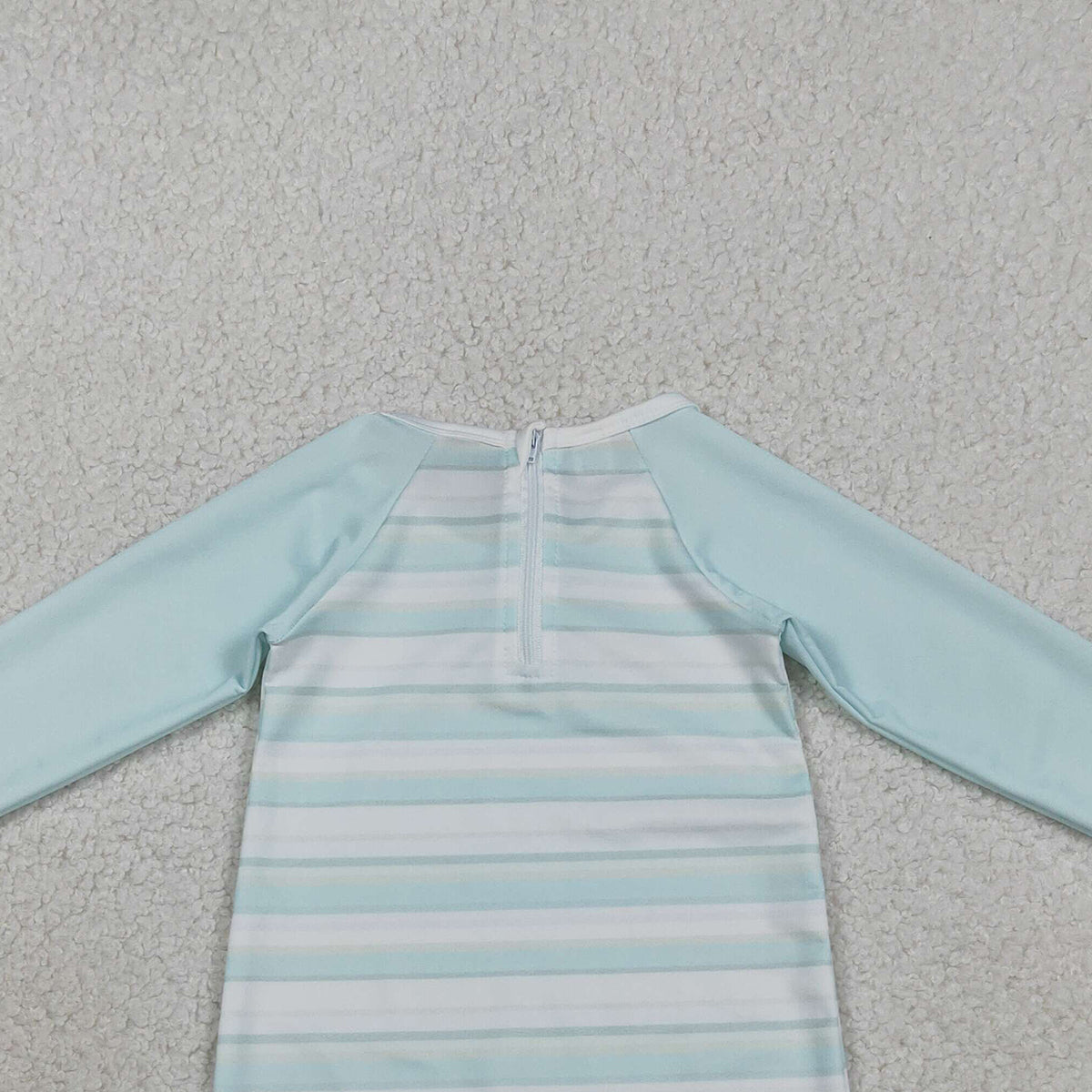 3.30 S0650 Baby Girls Aqua Blue Stripe Romper Swimsuits