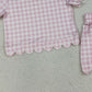 3.31 GSSO3183 Baby Girls Short Sleeve Light Pink Checked Top Shorts Scallop Clothes Sets