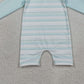 3.30 S0650 Baby Girls Aqua Blue Stripe Romper Swimsuits