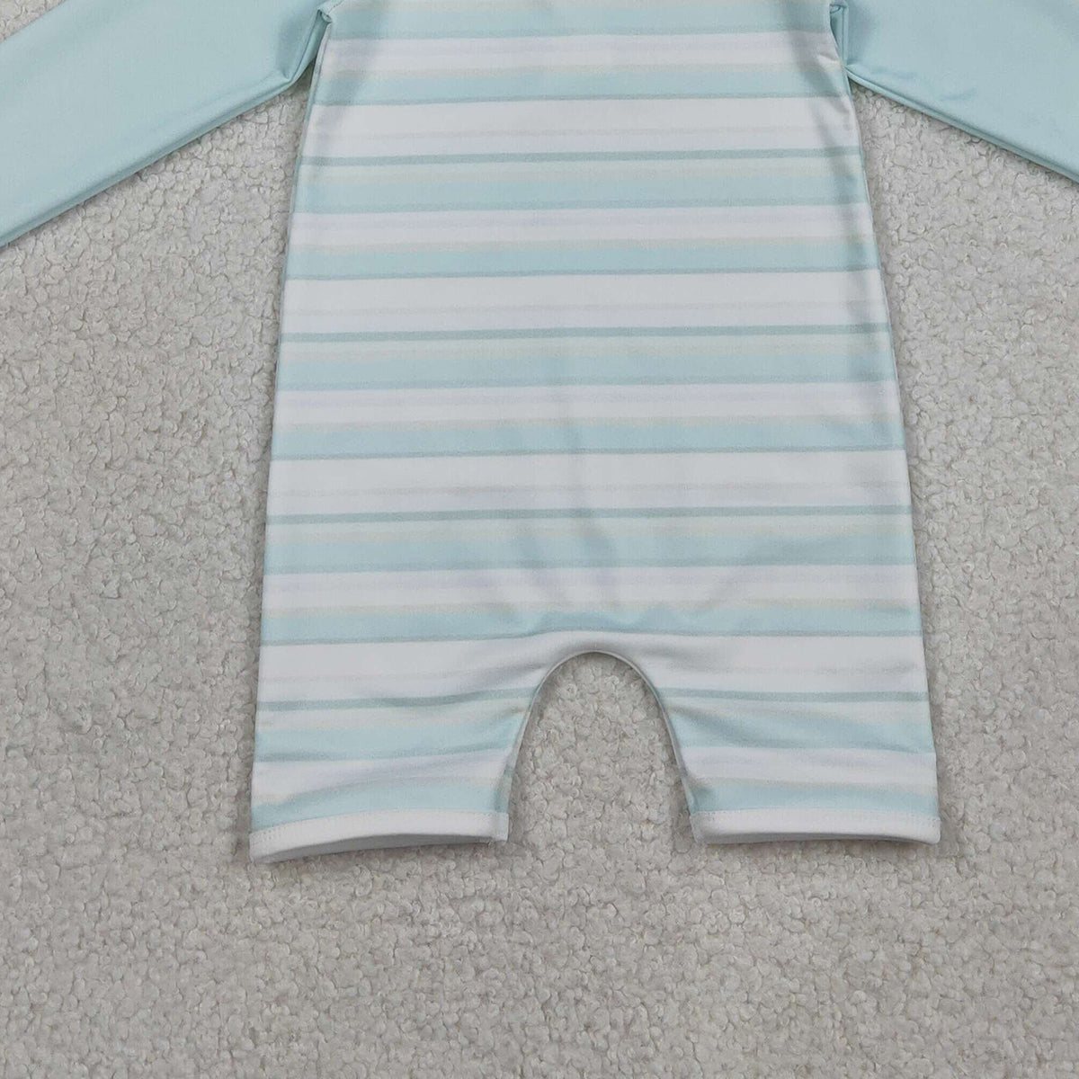3.30 S0650 Baby Girls Aqua Blue Stripe Romper Swimsuits