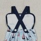 4.3 SR3945-2 Baby Boys Blue Strap Boats Plaid Rompers