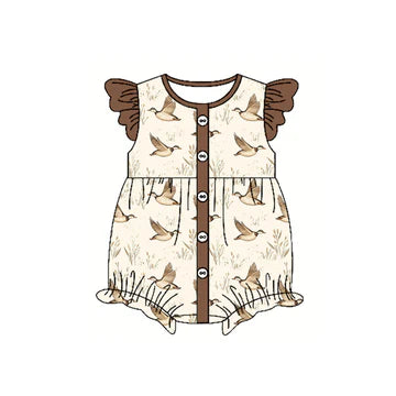 5.6 Girls Cartoon Duck Flying Sleeves Toddler Clothes