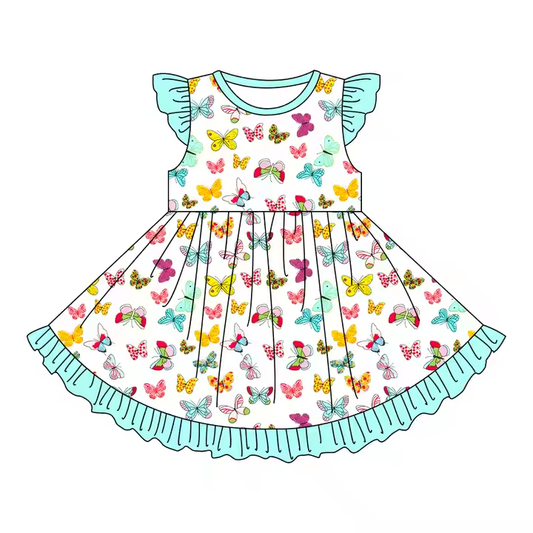6.9 Colorful Bow Flying Sleeve Dress