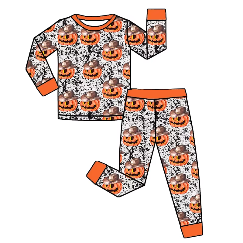 6.17 Halloween Ink Pattern Pumpkin Long Sleeve Suit